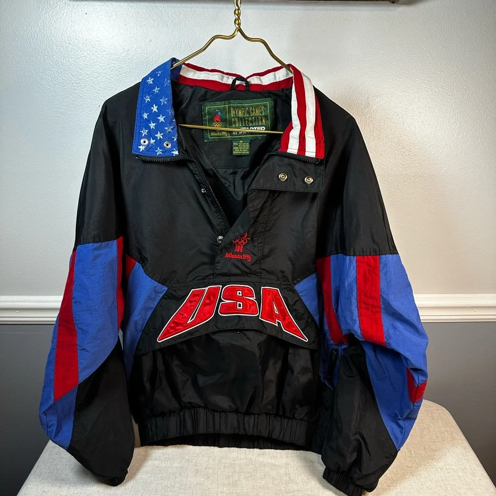 Starter Atlanta 1996 Olympic Games USA 1/2 Zip Windbreaker Jacket Size M - Picture 3 of 15